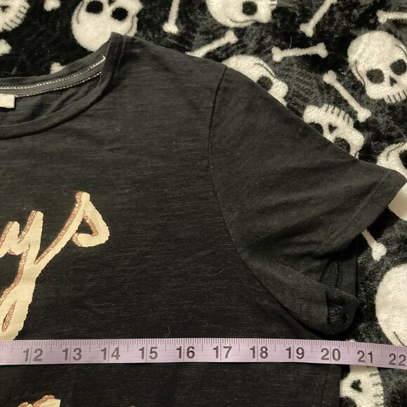 GARCIA Always & Forever sparkly graphic font black t-shirt ~  MEDIUM LARGE tee - Picture 7 of 14